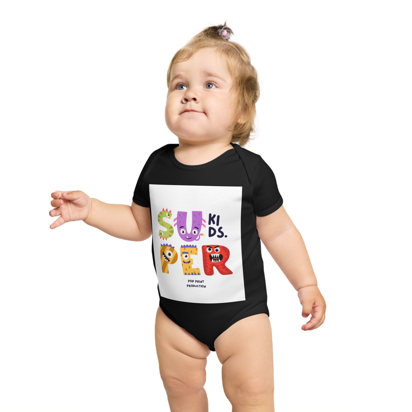 Super Kids Short Sleeve Baby Bodysuit - Fun & Colorful Design for Playful Infants