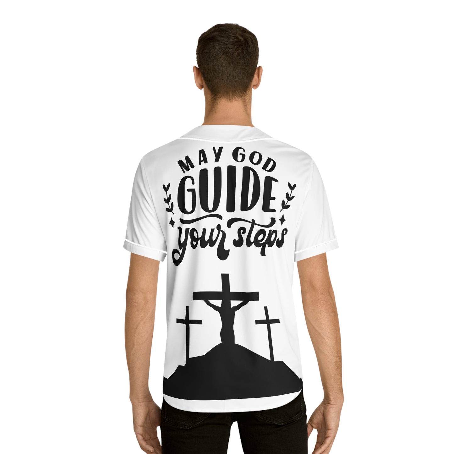 Men's Baseball Jersey - 'May God Guide Your Steps' Inspirational Design