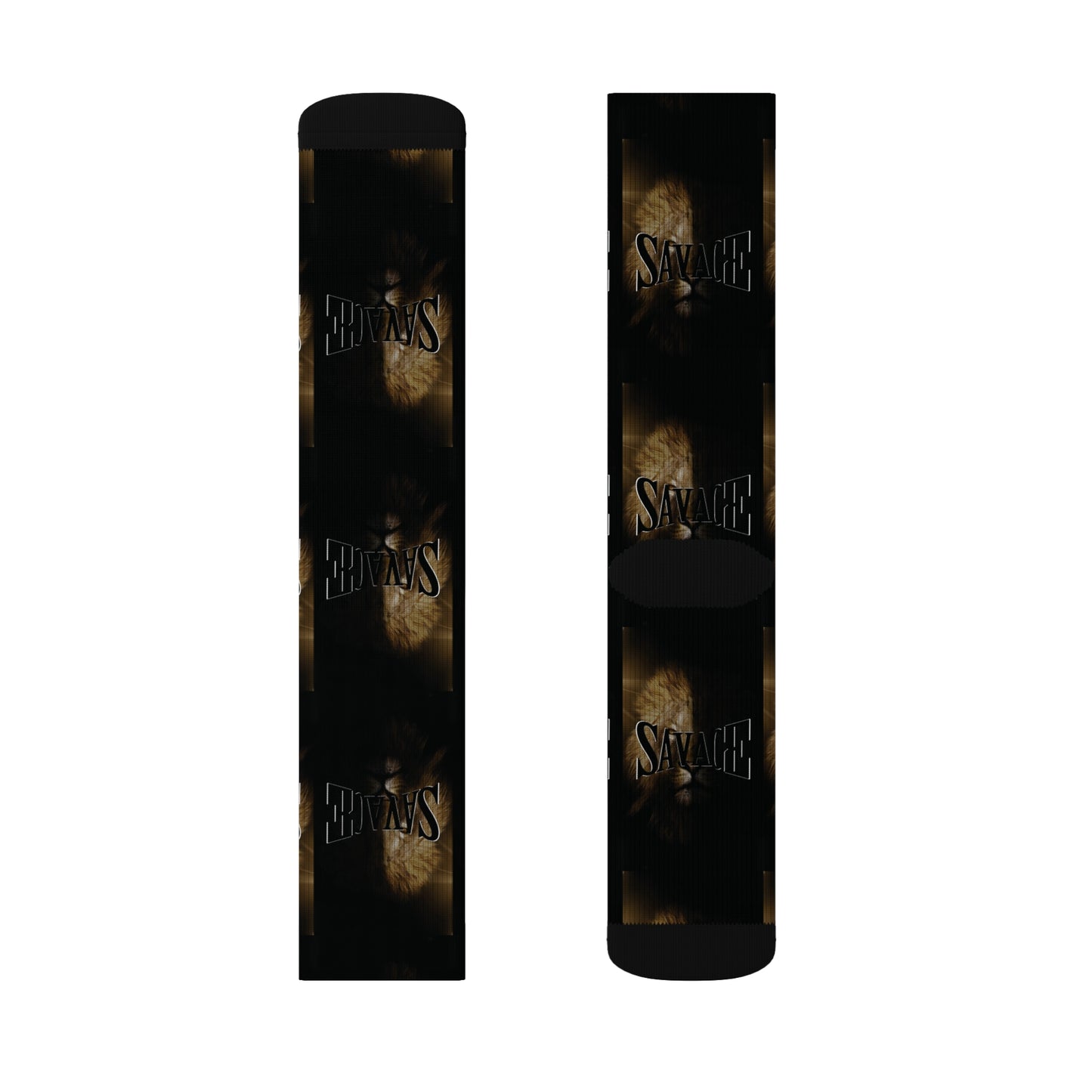 Savage Style Sublimation Socks - Stylish Black & Gold Design for Fashion Enthusiasts