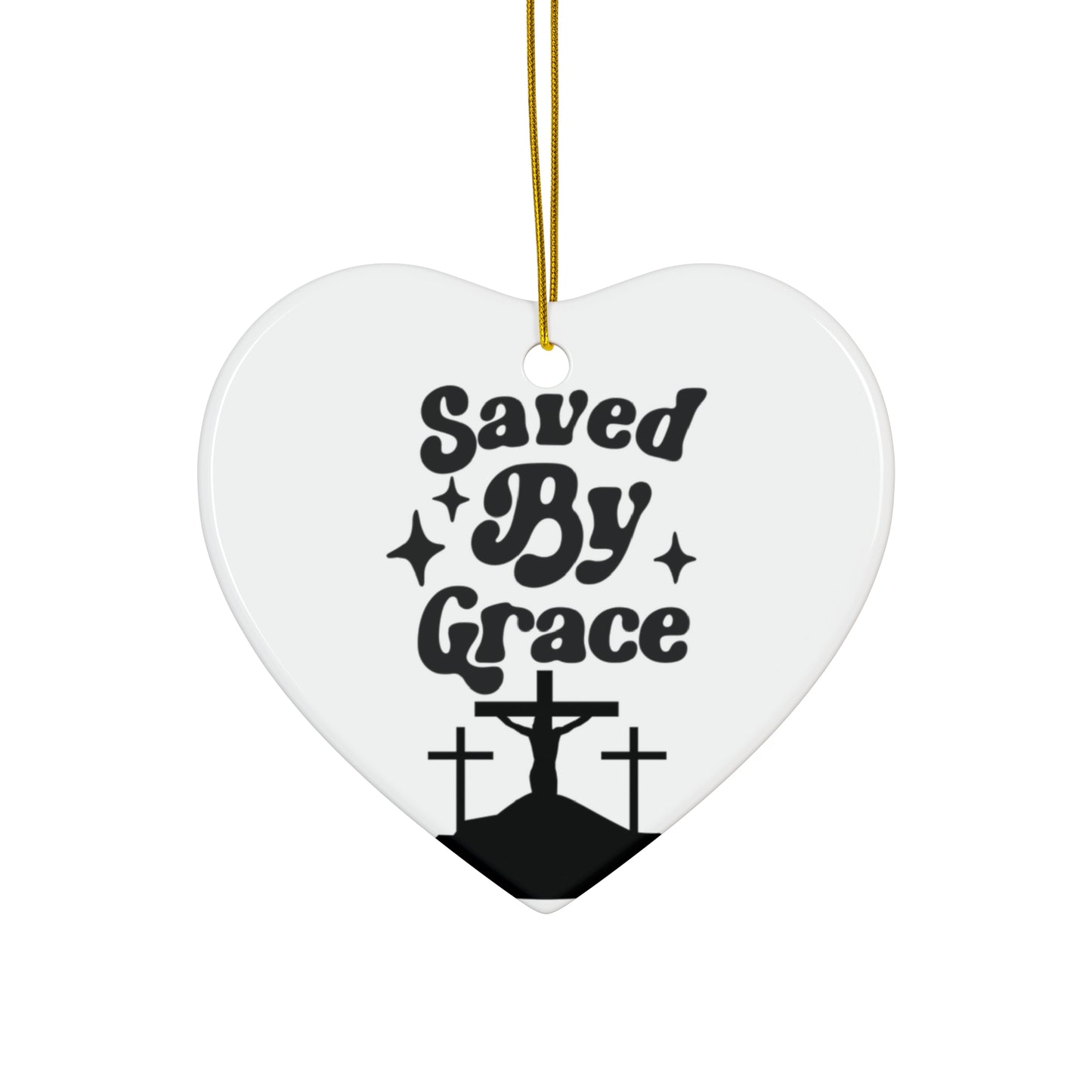 Saved By Grace Ceramic Ornament - Faith-Inspired Star Decor for Christmas & Celebrations