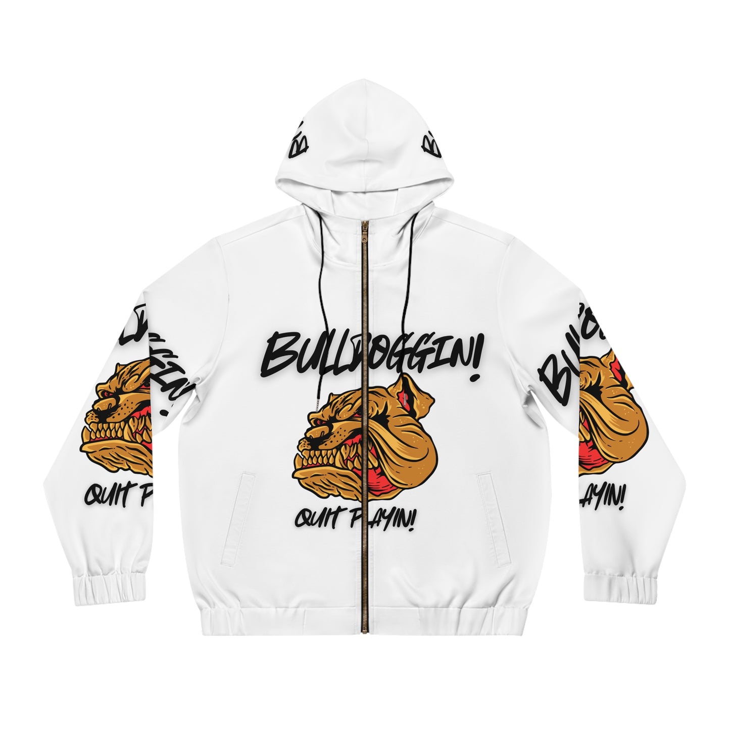 Men's Full-Zip Hoodie - Bulldoggin' Don't Play Design