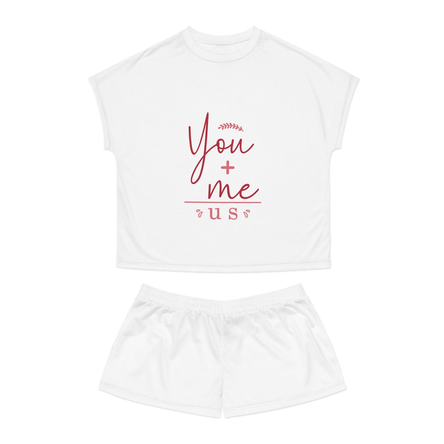 You + Me = Us Cozy Women's Short Pajama Set - 'You + me = Us' Design