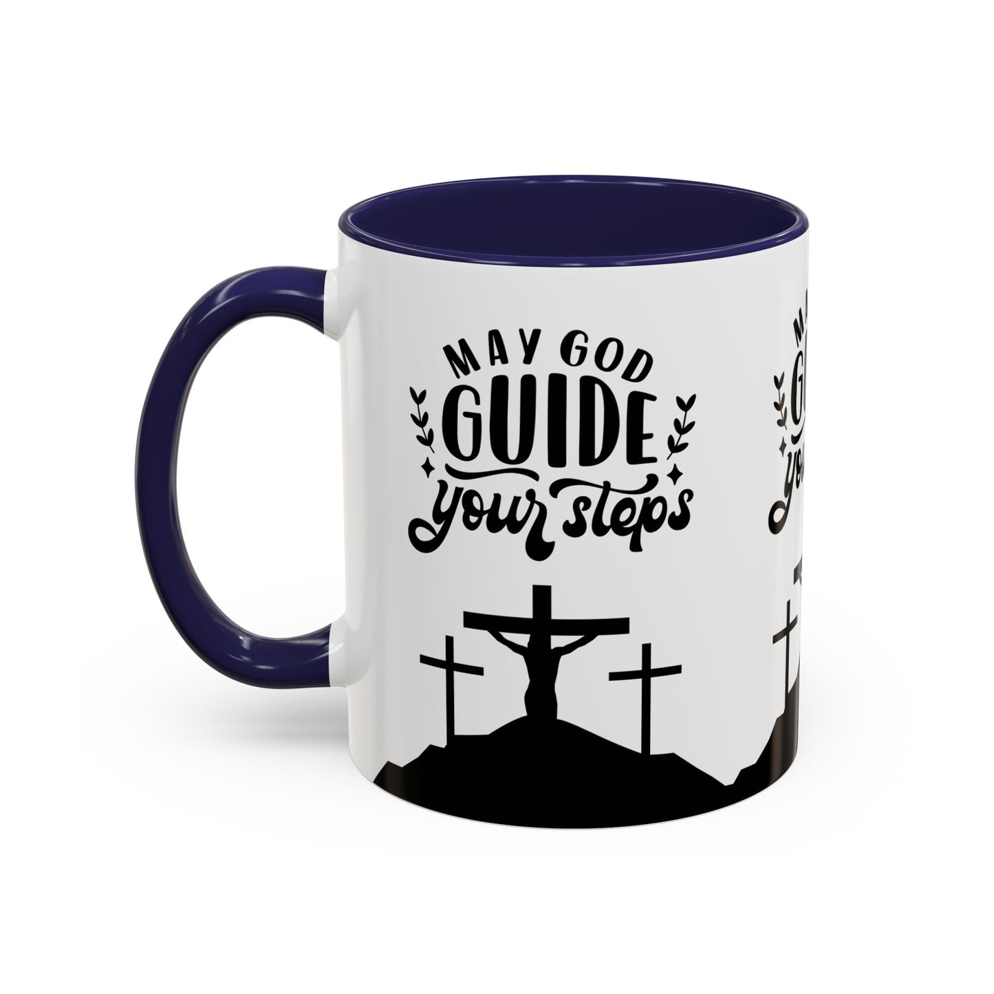 Inspirational Accent Coffee Mug - "May God Guide Your Steps" - Perfect for Faith & Hope