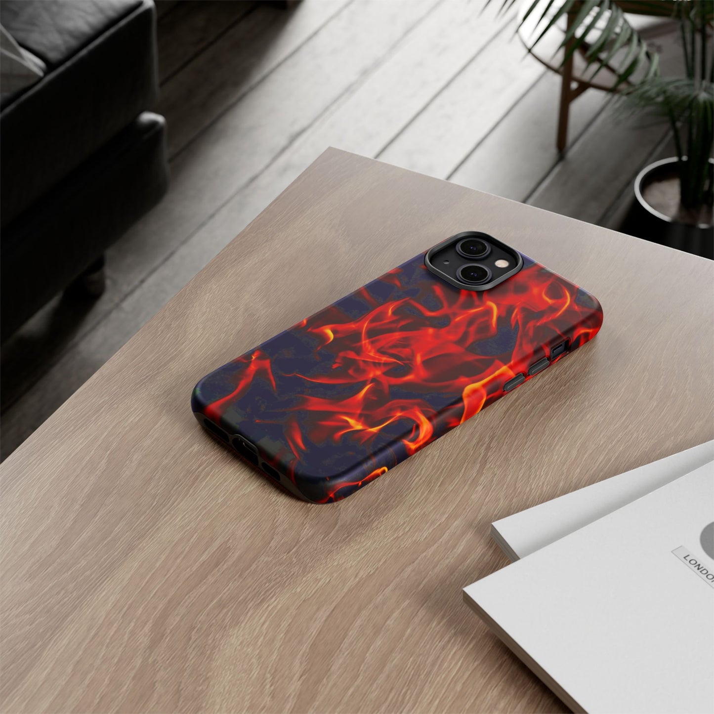 Fire Design Tough Phone Case - Bold Protection with Fiery Vibes