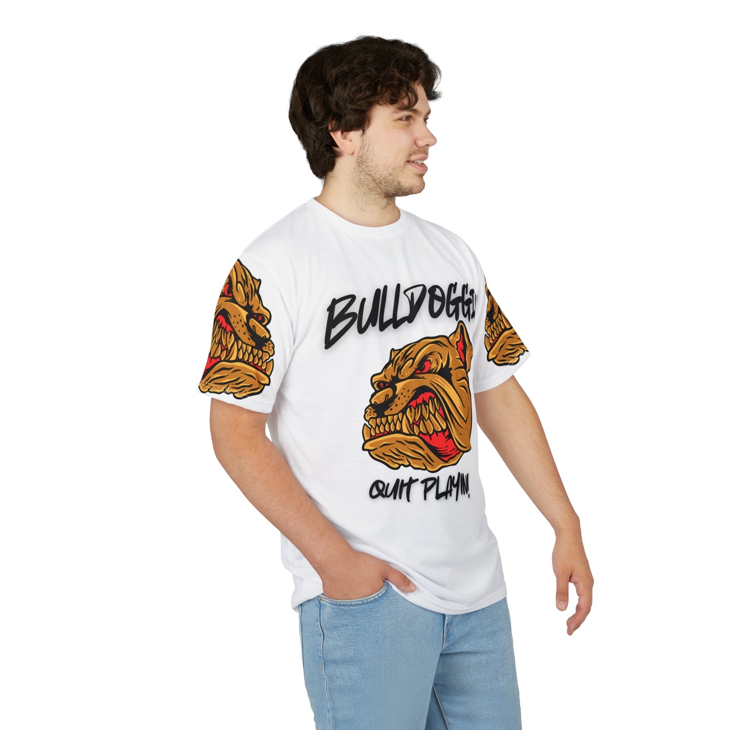 Bulldoggin' Unisex Cut & Sew Tee - Quit Playin' Graphic T-Shirt for Dog Lovers