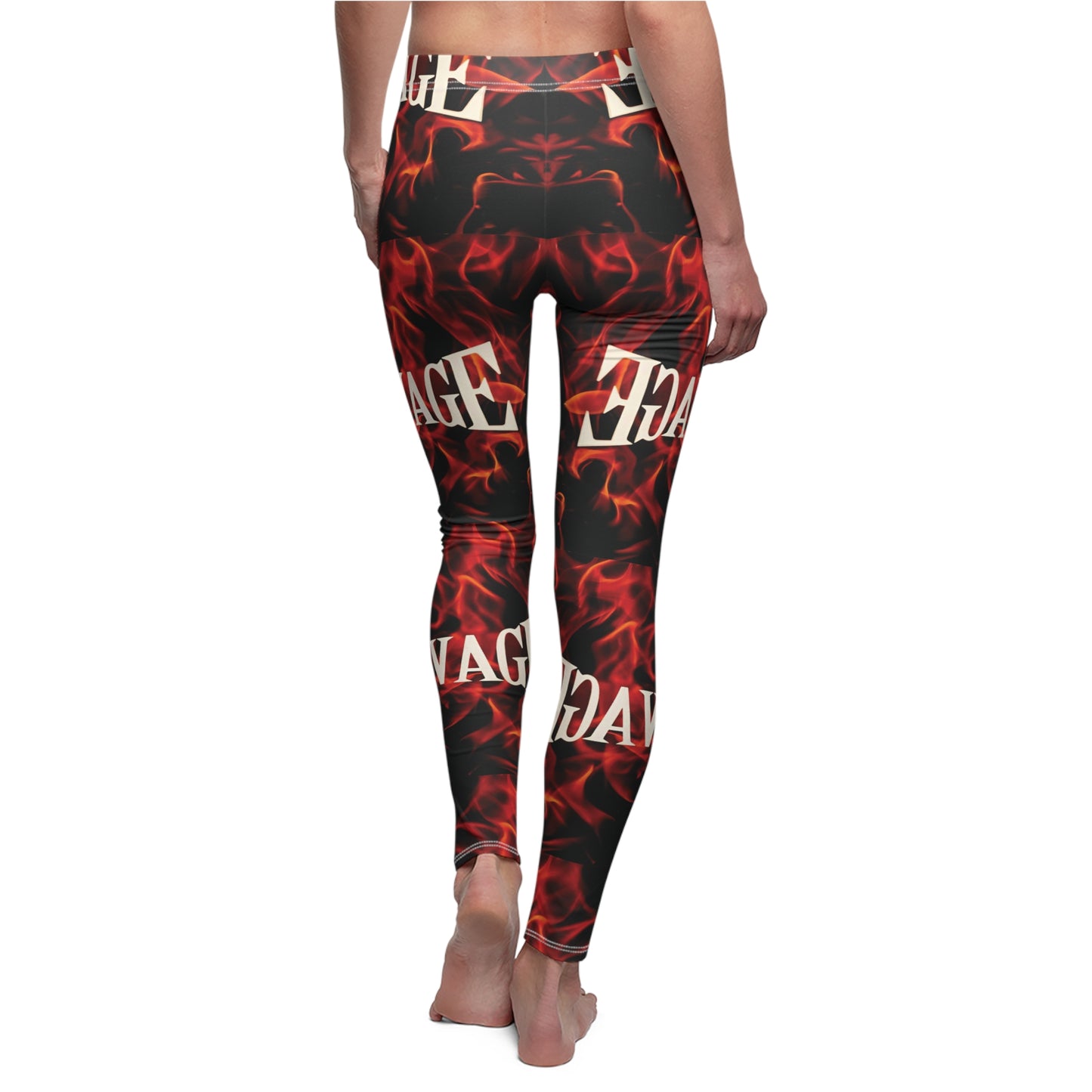 SAVAGE Women's Cut & Sew Casual Leggings - Bold Graphic with Flames