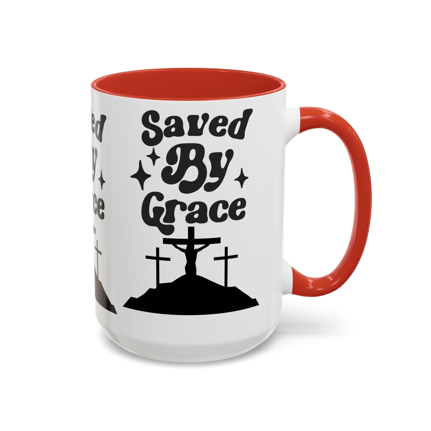 Saved By Grace Accent Coffee Mug - Inspirational Christian Gift (11, 15oz)