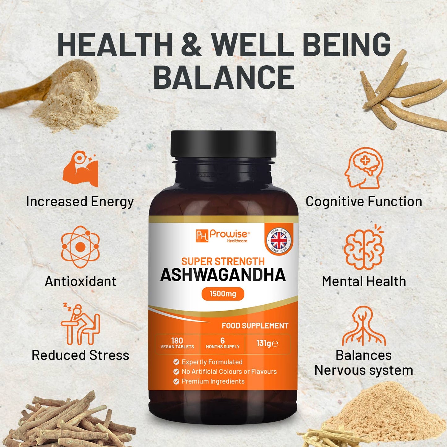 Ashwagandha 1500mg 180 Vegan Tablets