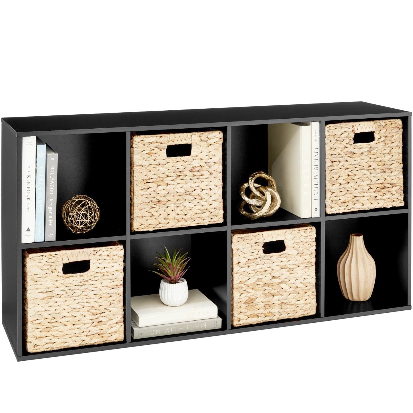 8-Cube Bookshelf, 13.5in Storage Display w/ Removable Panels, Customizable