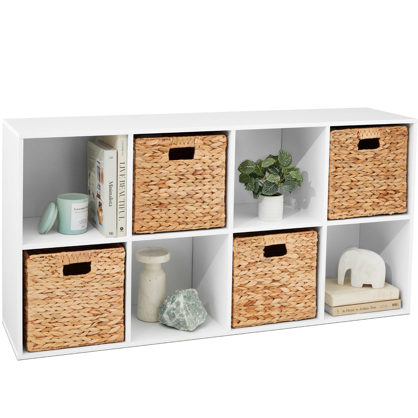 8-Cube Bookshelf, 13.5in Storage Display w/ Removable Panels, Customizable